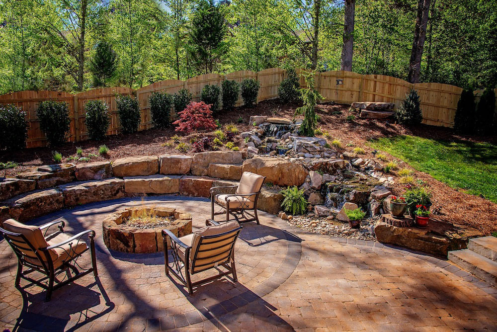 Paver Patio and Boulder Fire pit