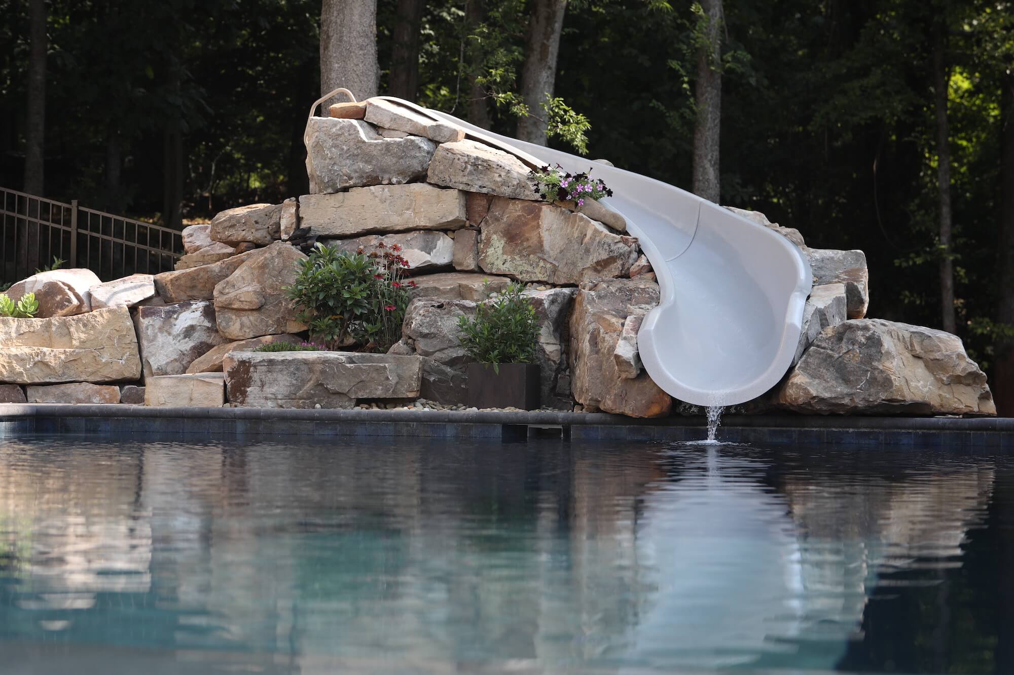 Knoxville Hardscape Project with pool slide